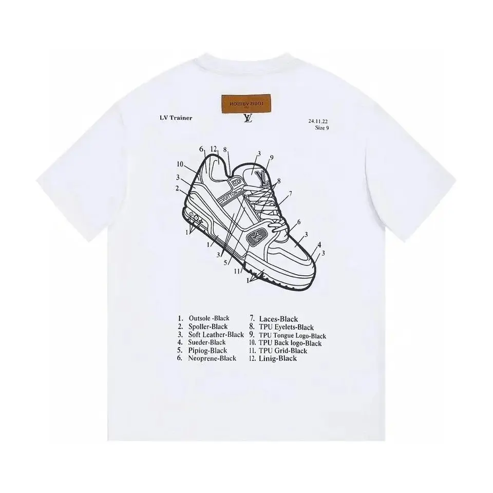 Louis Vuitton LV Trainer T-Shirt - White Sneaker Blueprint Design